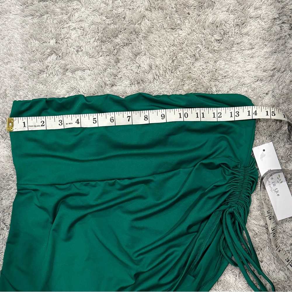 NWT Adjustable Side-Ruching Green Elastic Waist Skirt - Size Medium - Picture 5 of 5